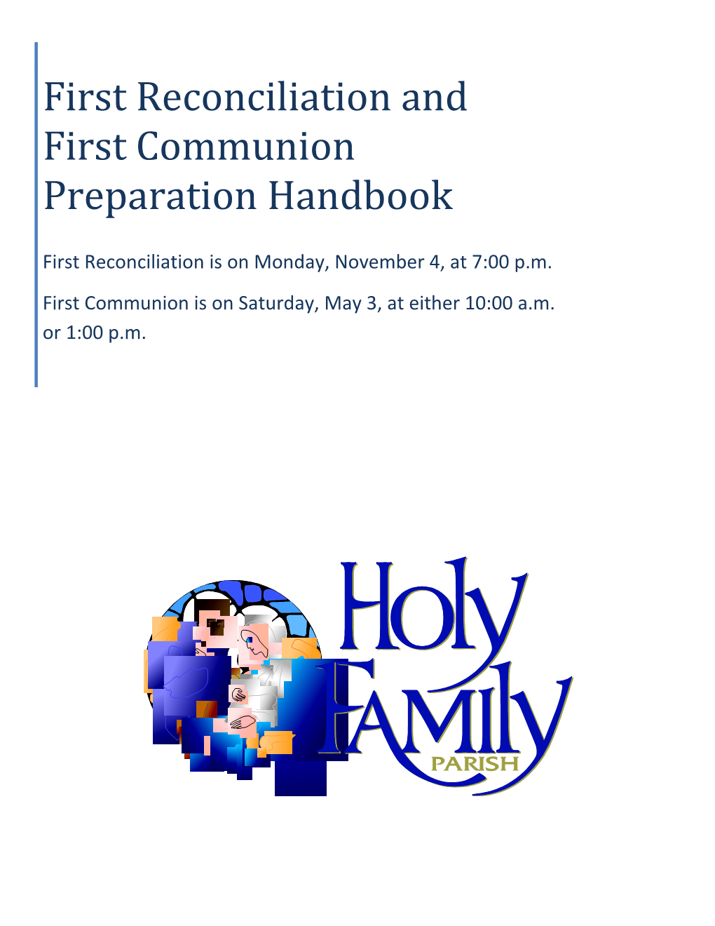 First Reconciliation and First Communion Preparation Handbook