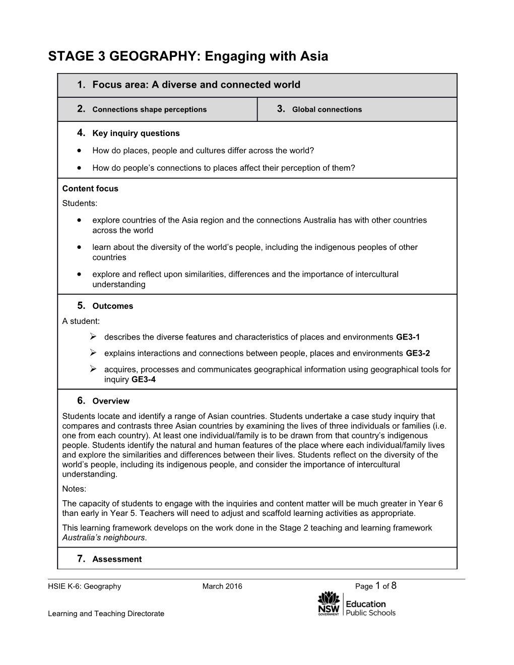 STAGE 3 GEOGRAPHY: Engaging with Asia