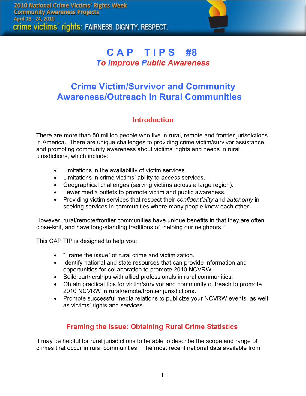 Crime Victim/Survivor and Community Awareness/Outreach in Rural Communities