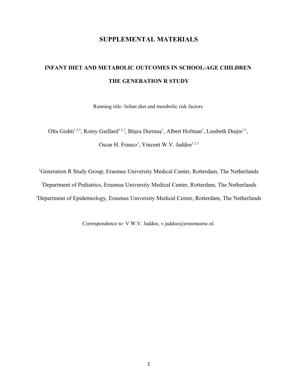 Infant Diet and Metabolic Outcomes in School-Age Children