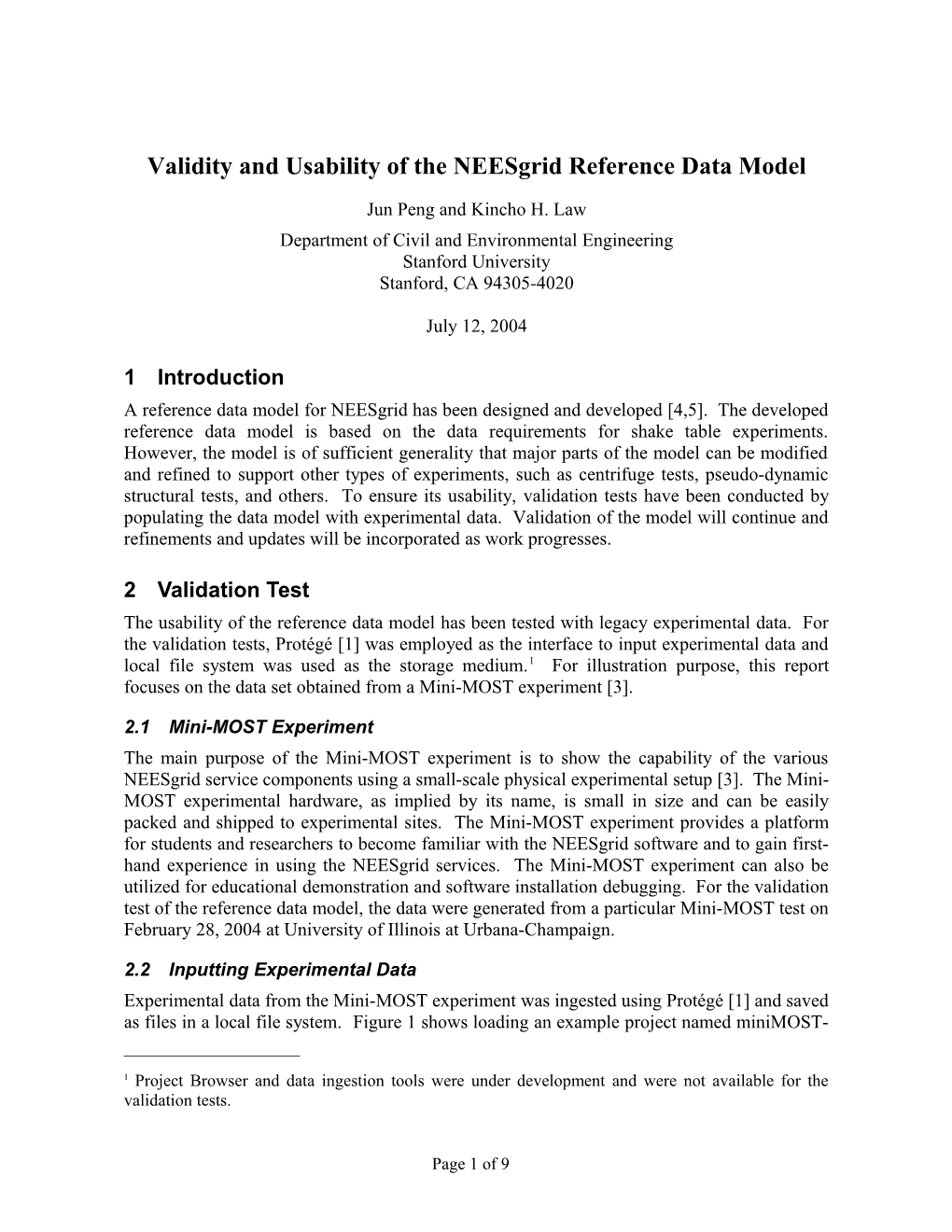 Validity and Usability of the Neesgrid Data Model