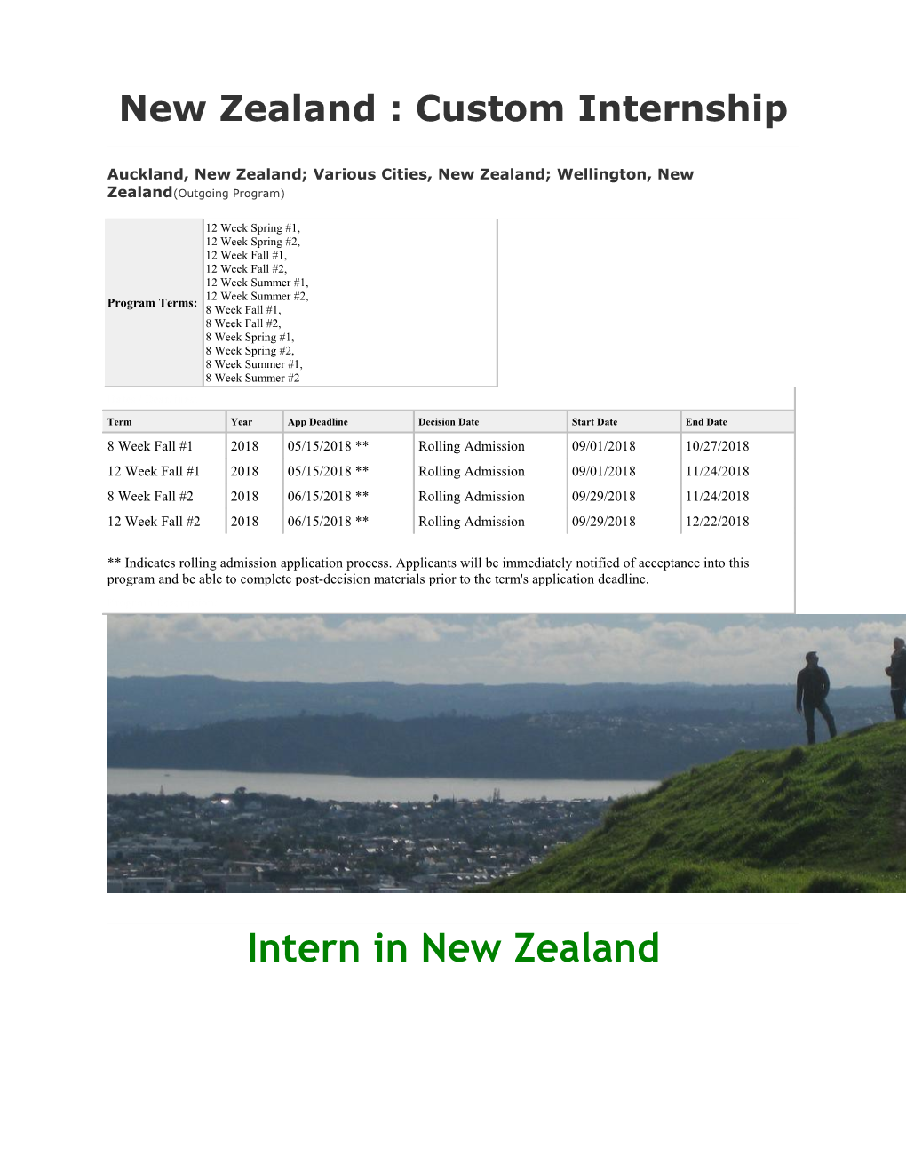 New Zealand: Custom Internship
