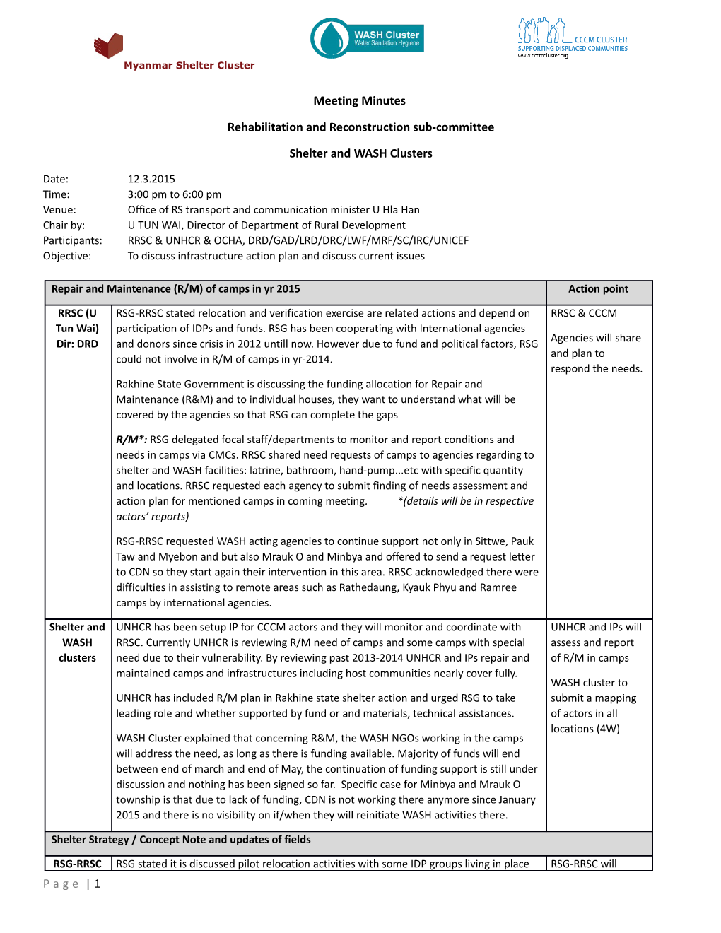 Rehabilitation and Reconstruction Sub-Committee