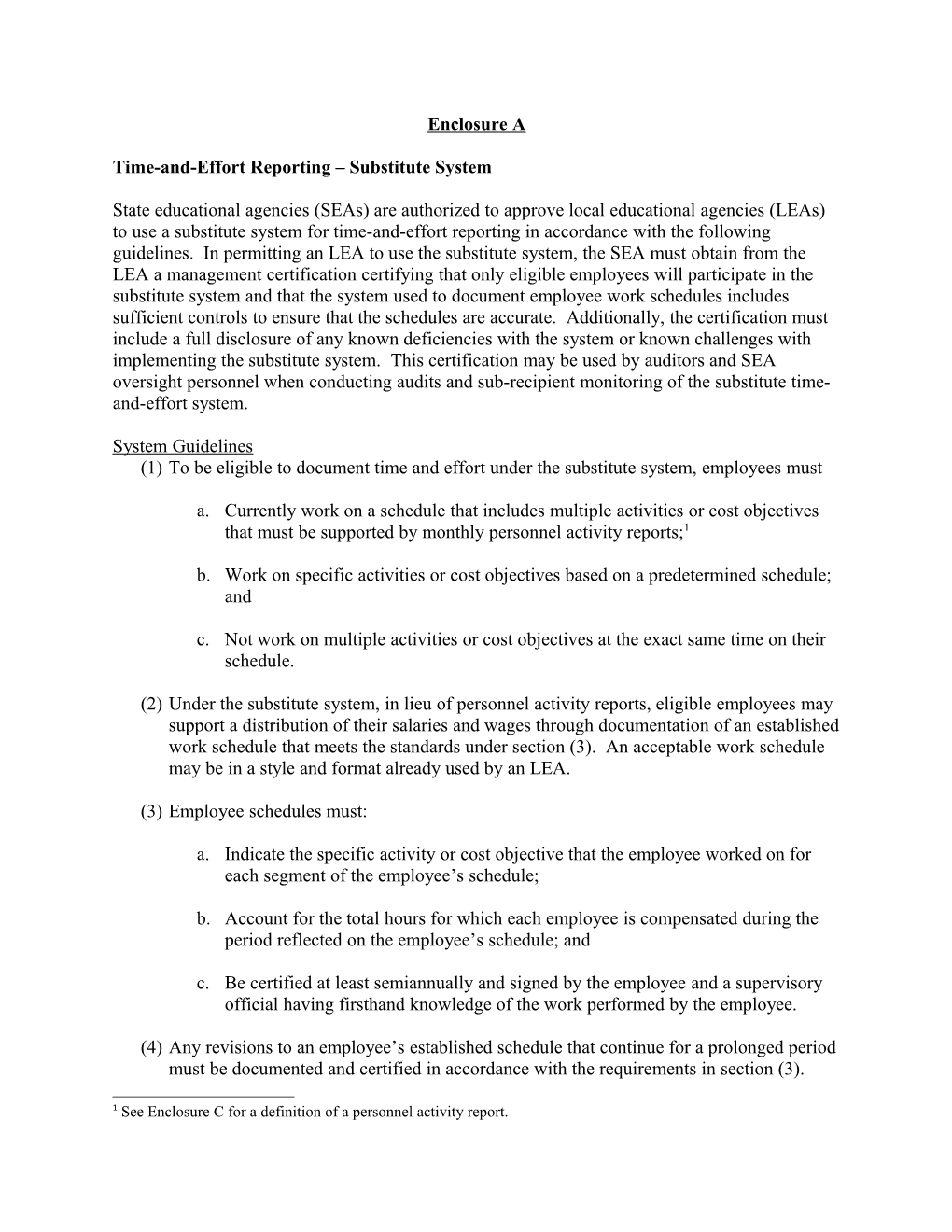 Enclosure A: Letter to Chief State School Officers on Granting Administrative Flexibility