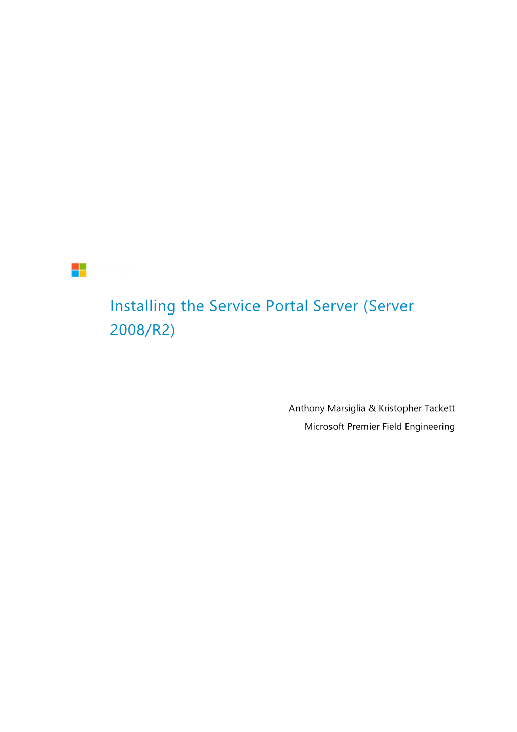 Installing the Service Portal Server (Server 2008/R2)