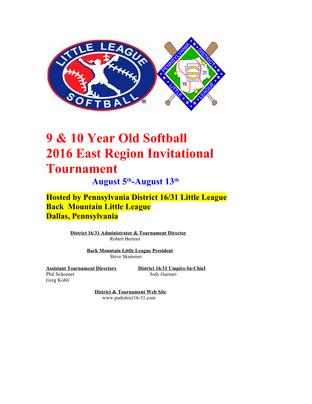 2016 East Region Invitational Tournament