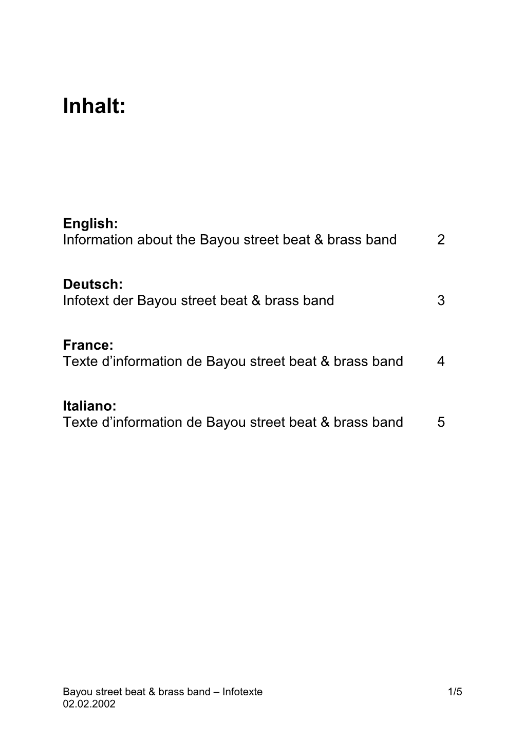 Information About the Bayou Street Beat & Brass Band2