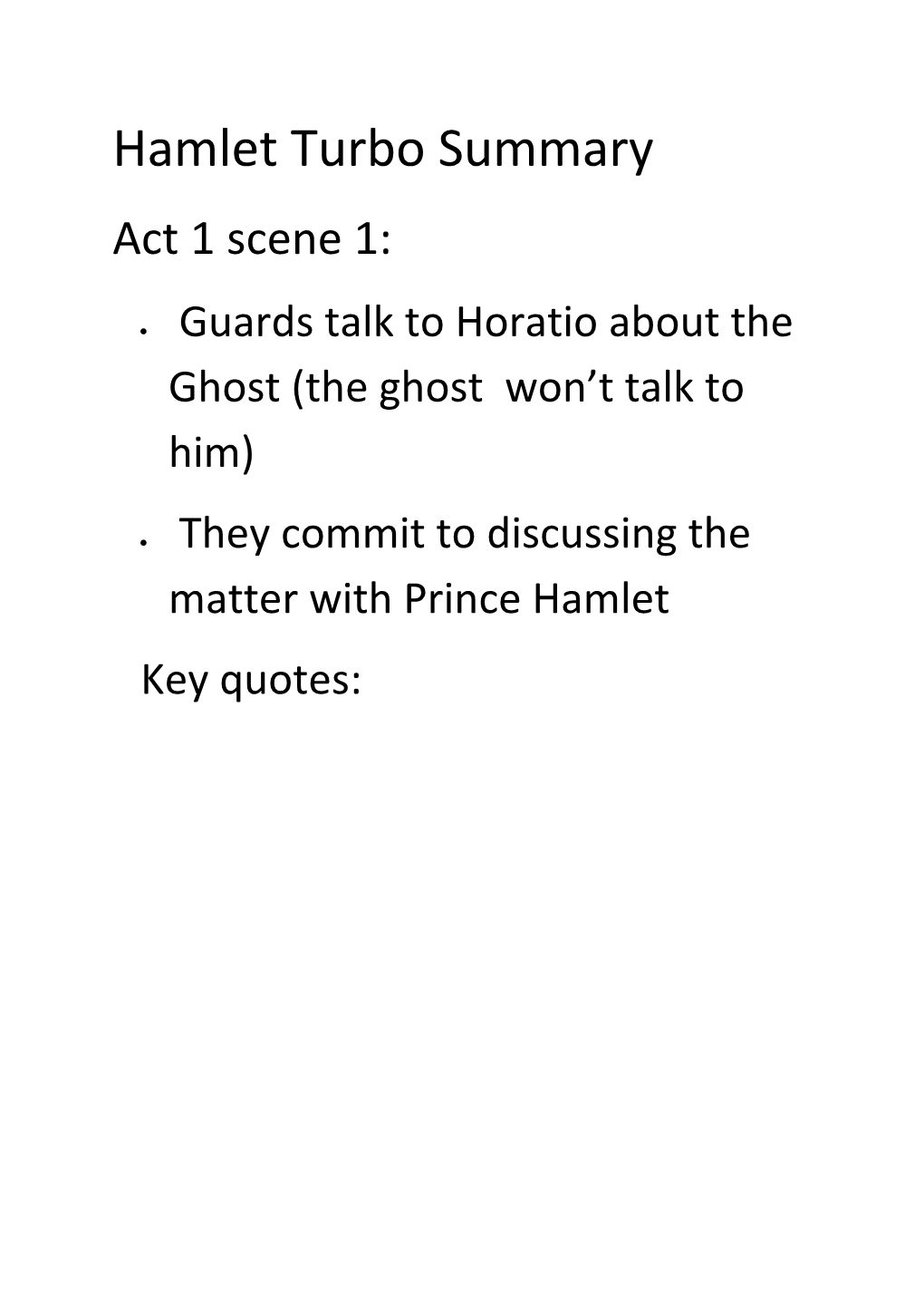 Hamlet Turbo Summary