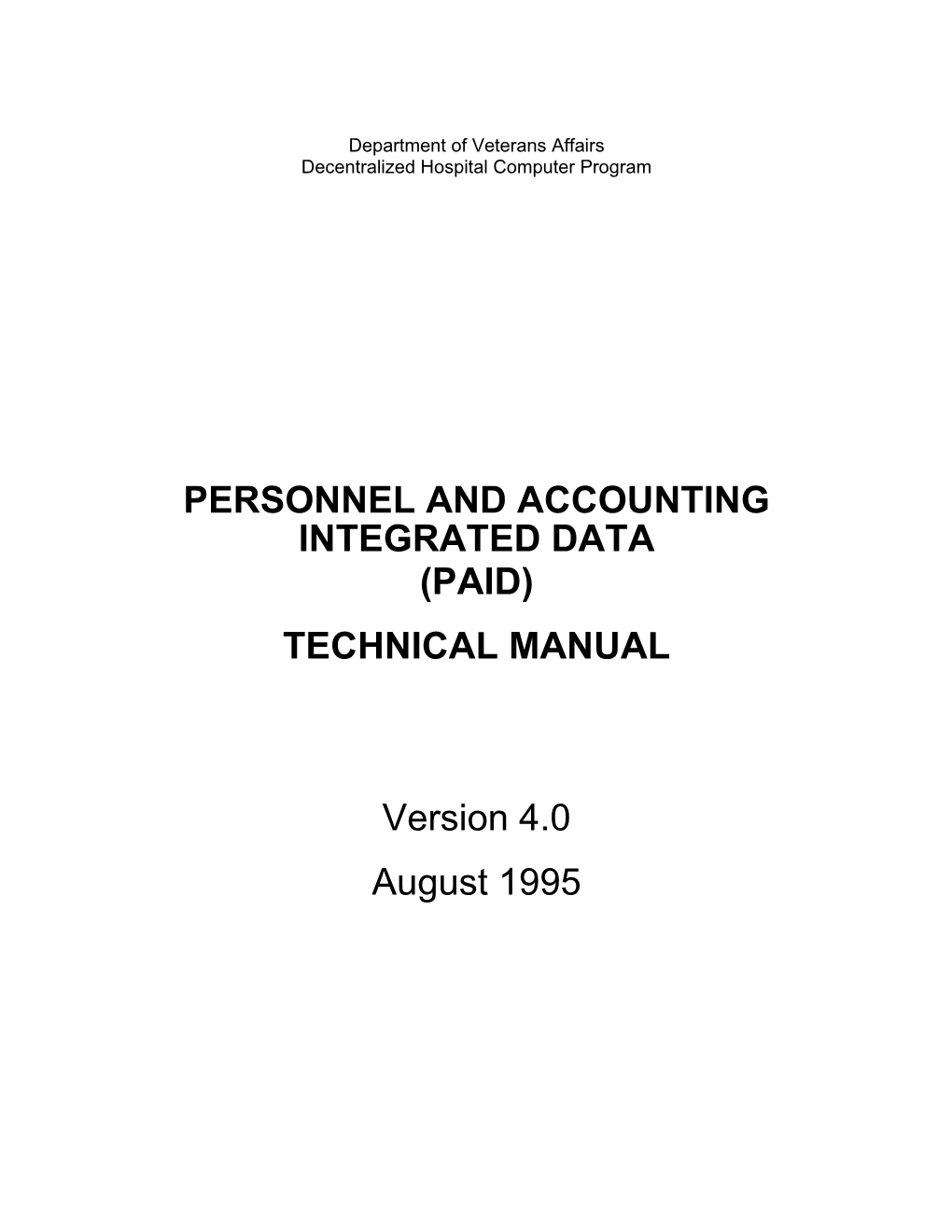 Personnel and Accounting Integrated Data