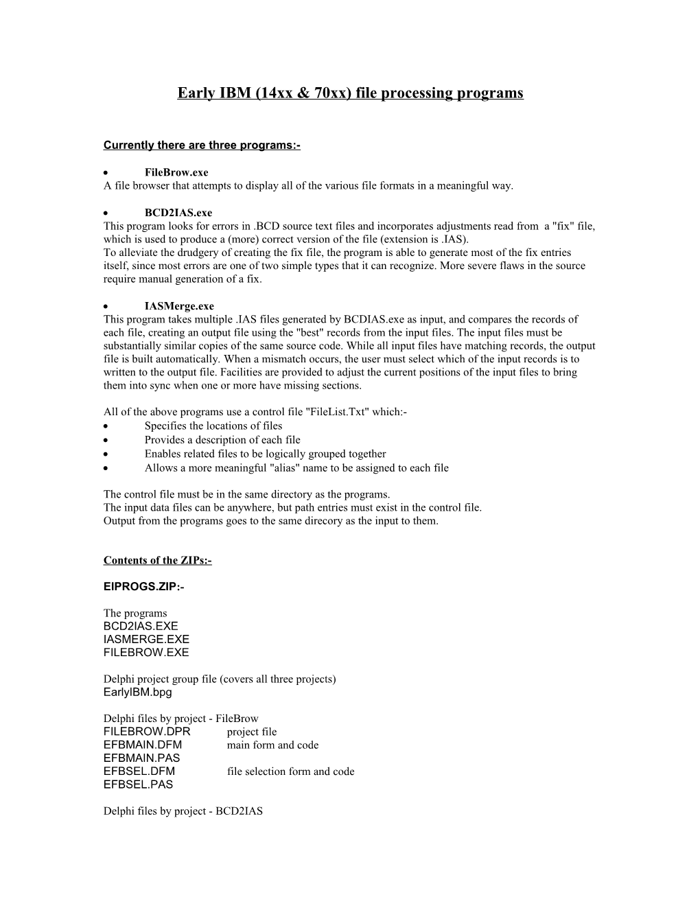 Early IBM (14Xx & 70Xx) File Processing Programs