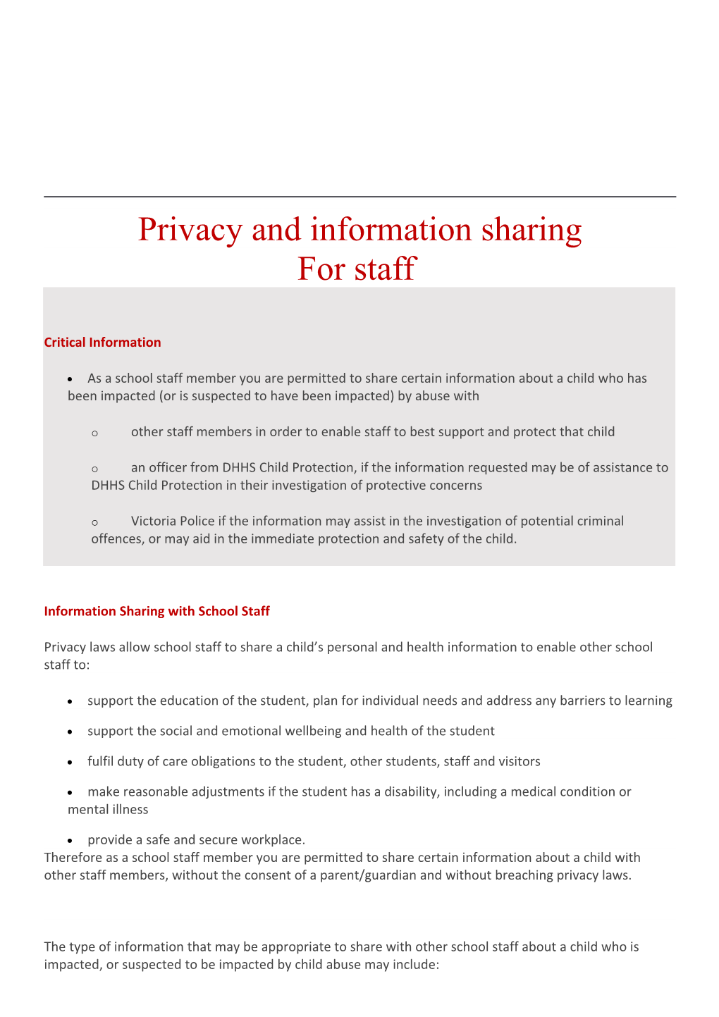 Privacy and Information Sharing