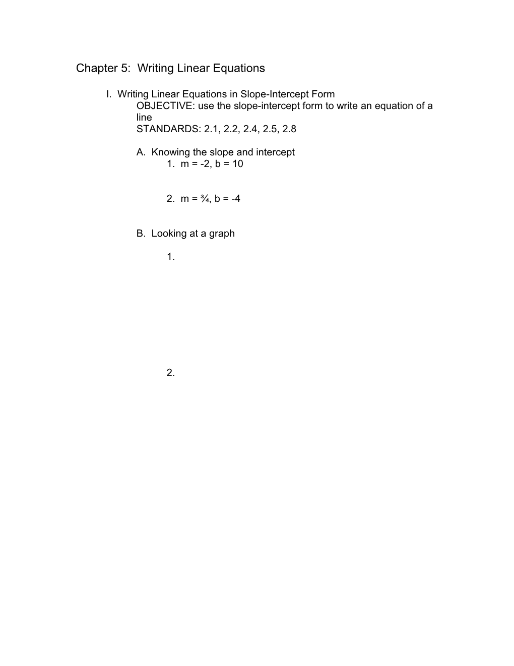 Chapter 5: Writing Linear Equations