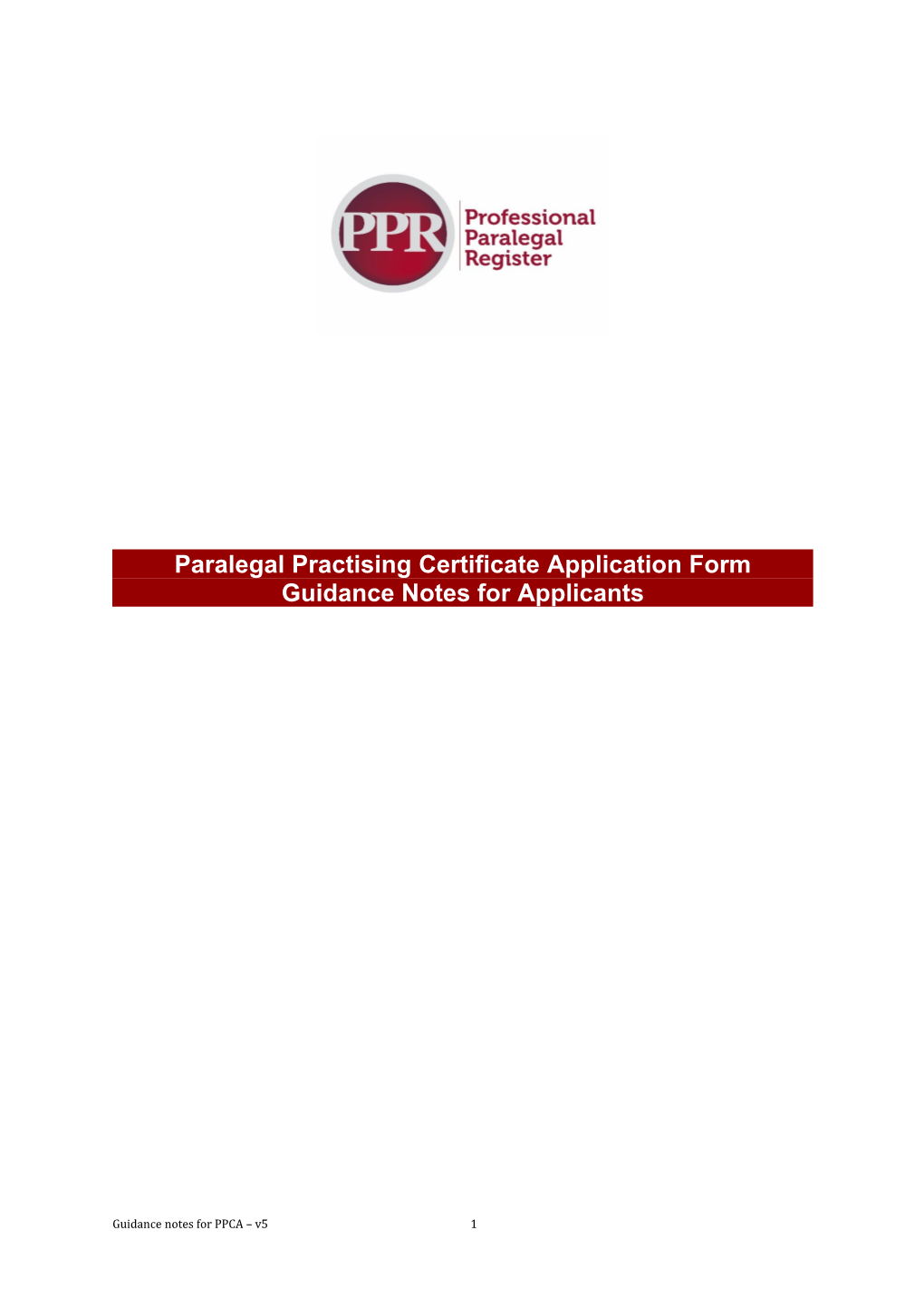 Paralegal Practising Certificate Application Form