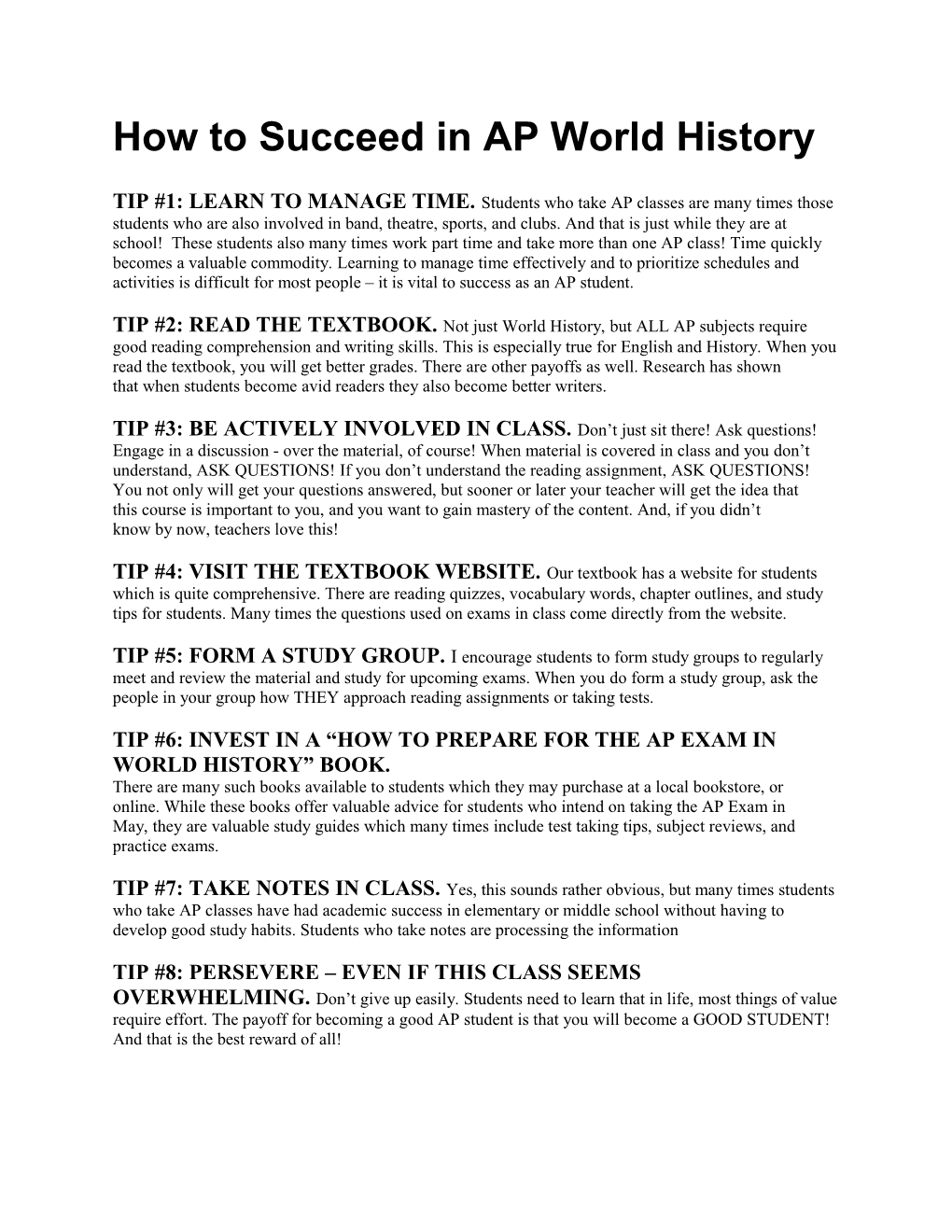 How to Succeed in AP World History