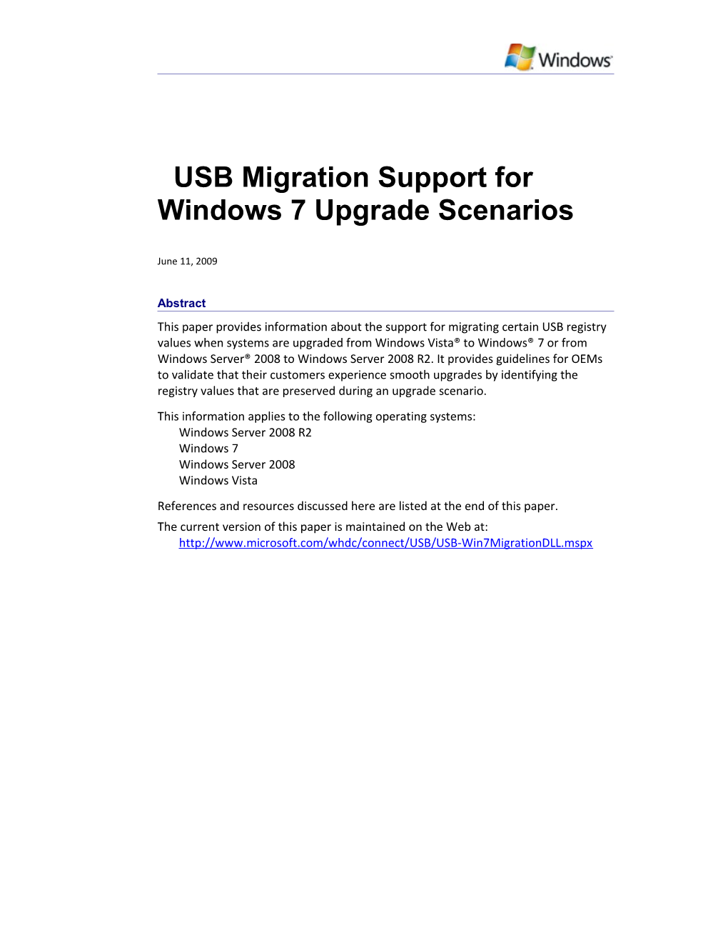 USB Migration Support for Windows 7 Upgrade Scenarios - 1