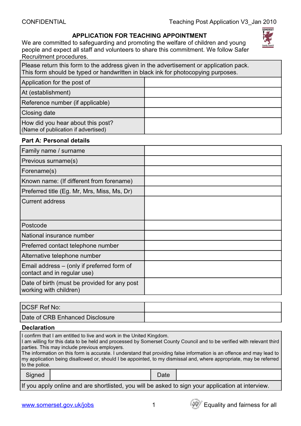 Confidentialteaching Post Application V3 Jan 2010