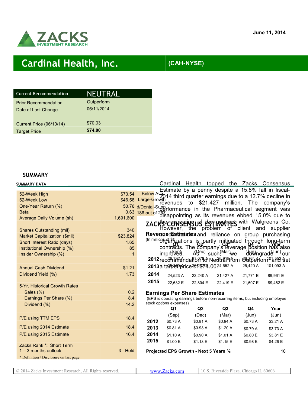Cardinal Health, Inc