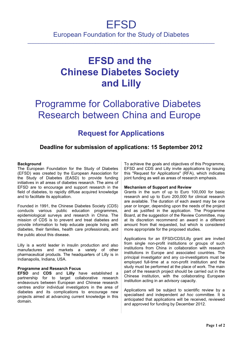 European Foundation for the Study of Diabetes (EFSD)
