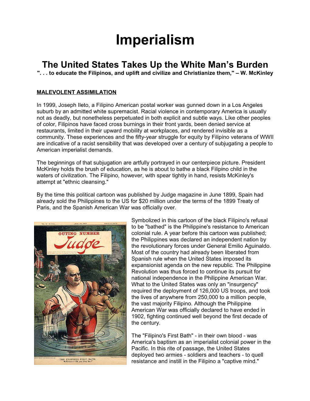 The United States Takes up the White Man S Burden