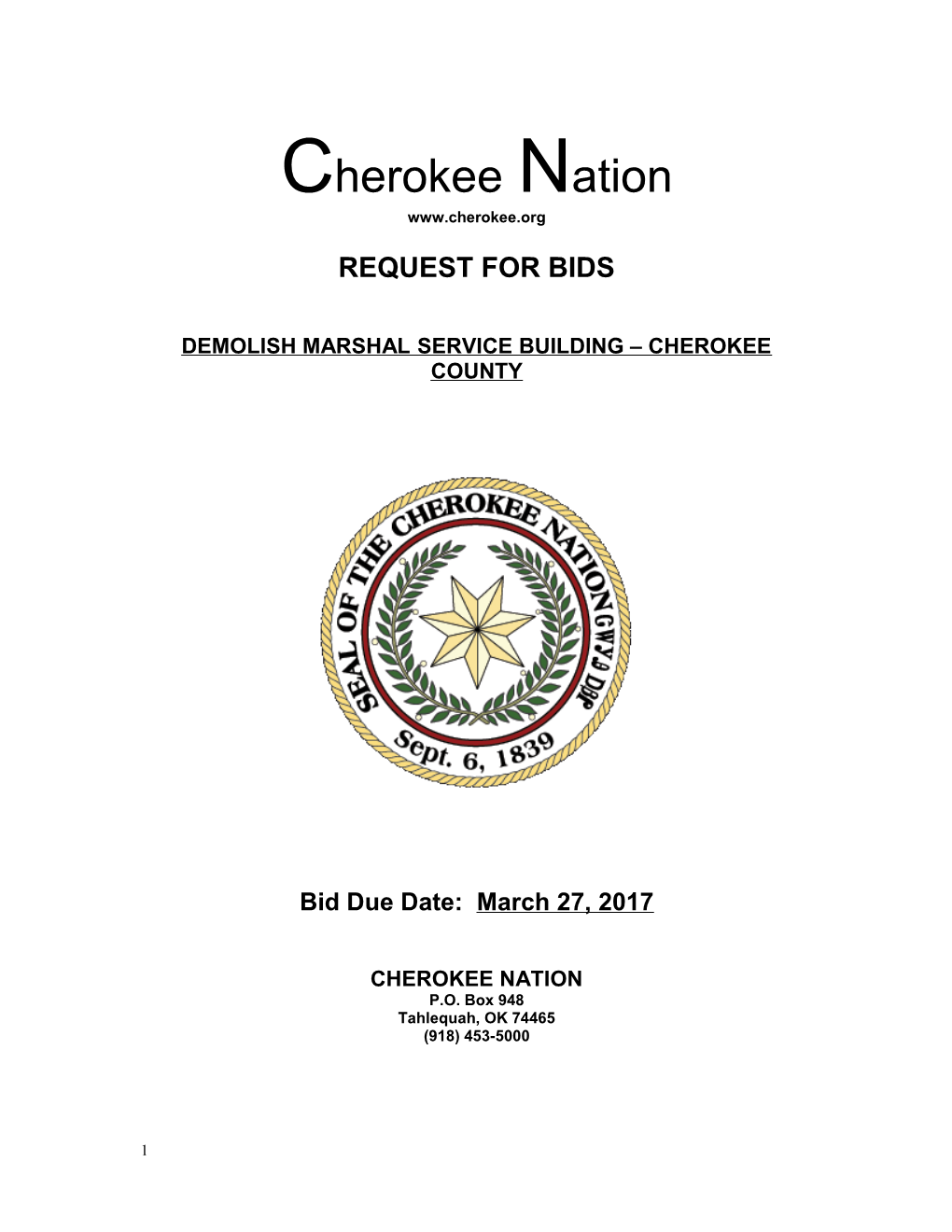 Demolish Marshal Service Building Cherokee County