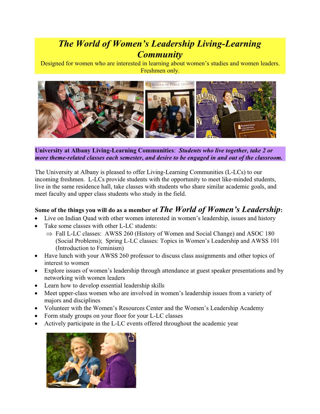 The World of Women S Leadership Living Learning Community