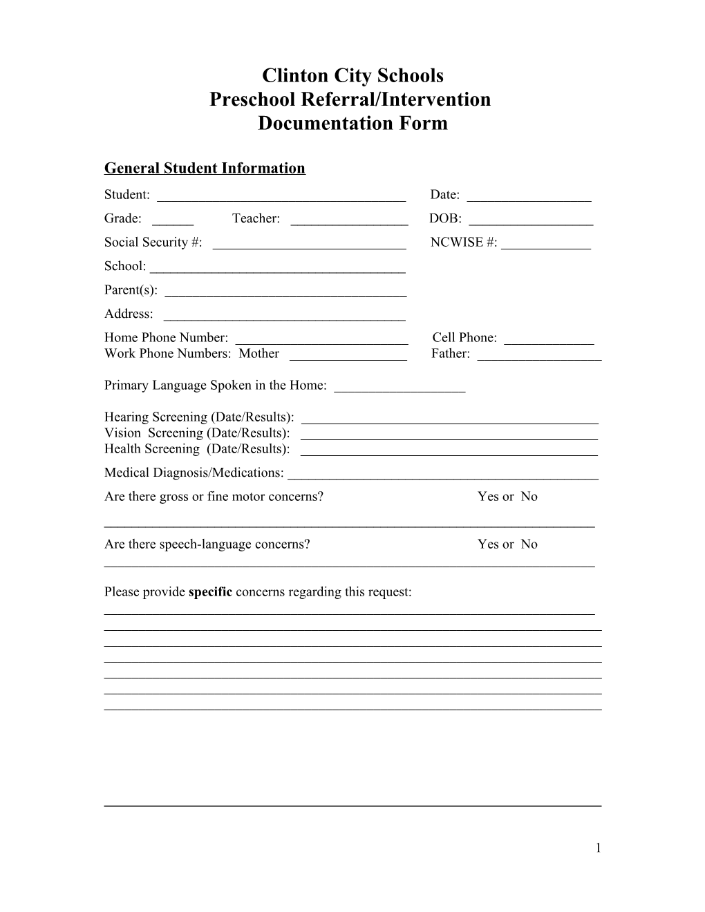 General Education Intervention Documentation