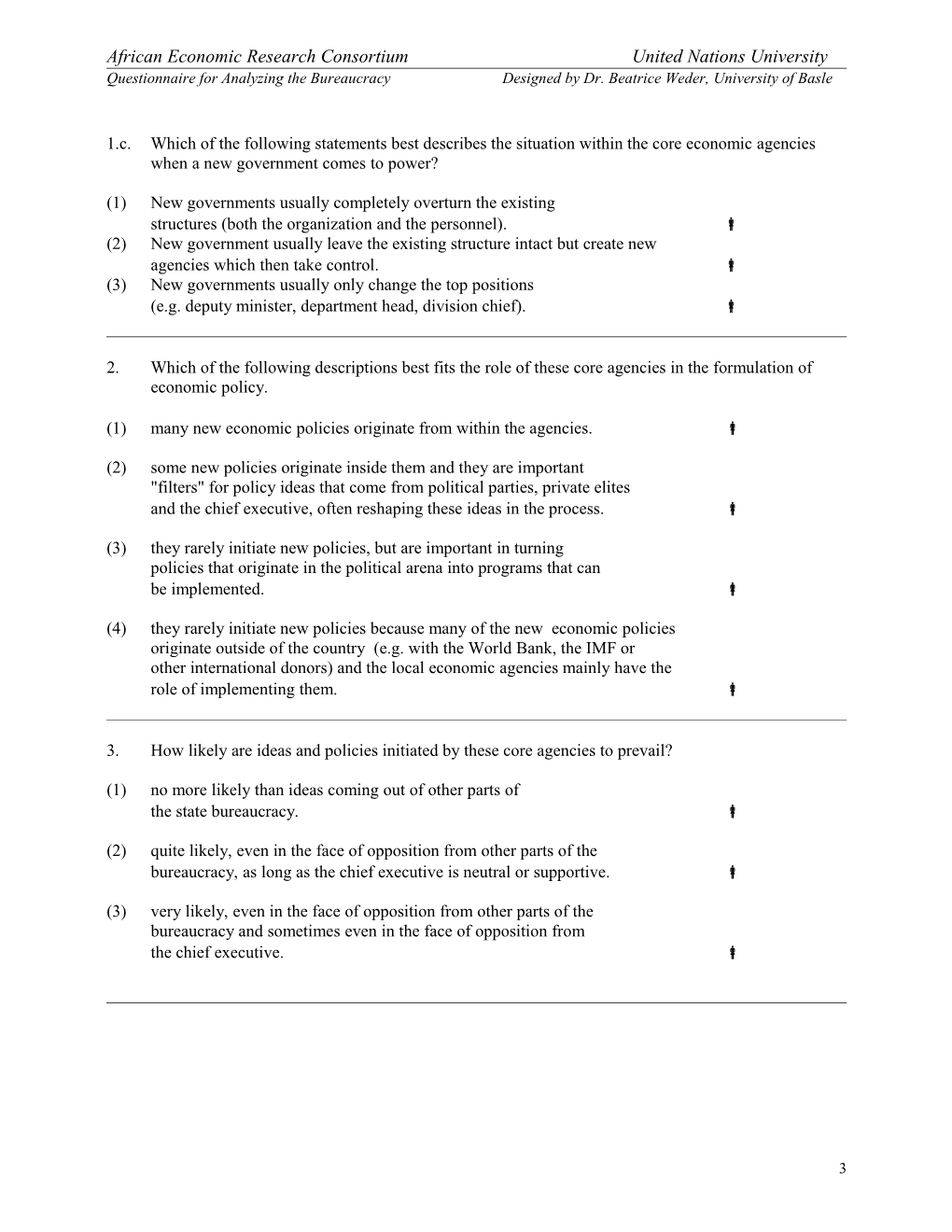 Questionnaire Analyzing the Bureaucracy