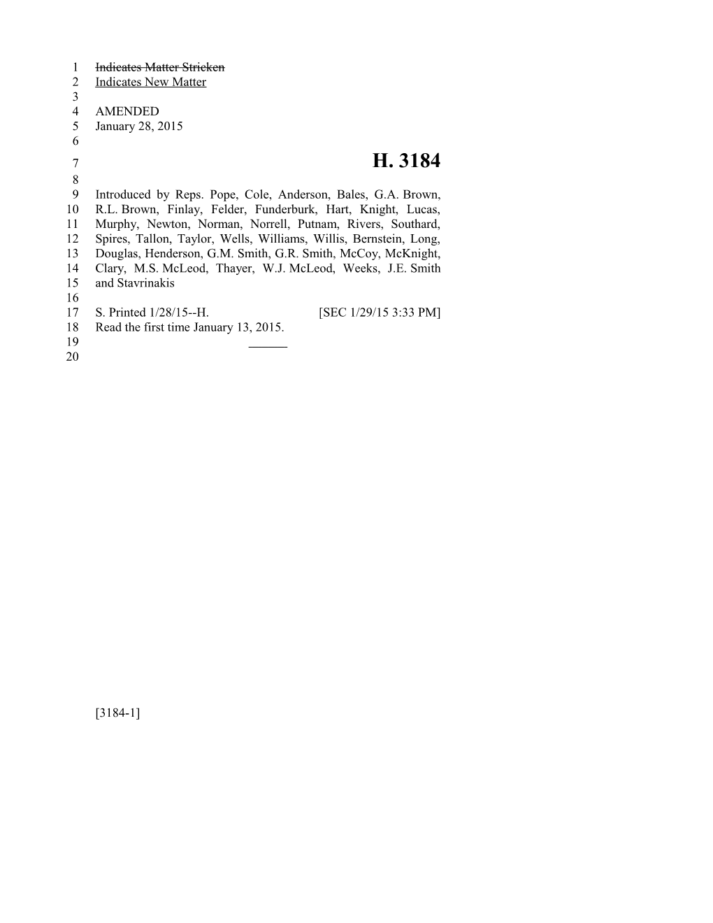 2015-2016 Bill 3184 Text of Previous Version (Jan. 29, 2015) - South Carolina Legislature Online