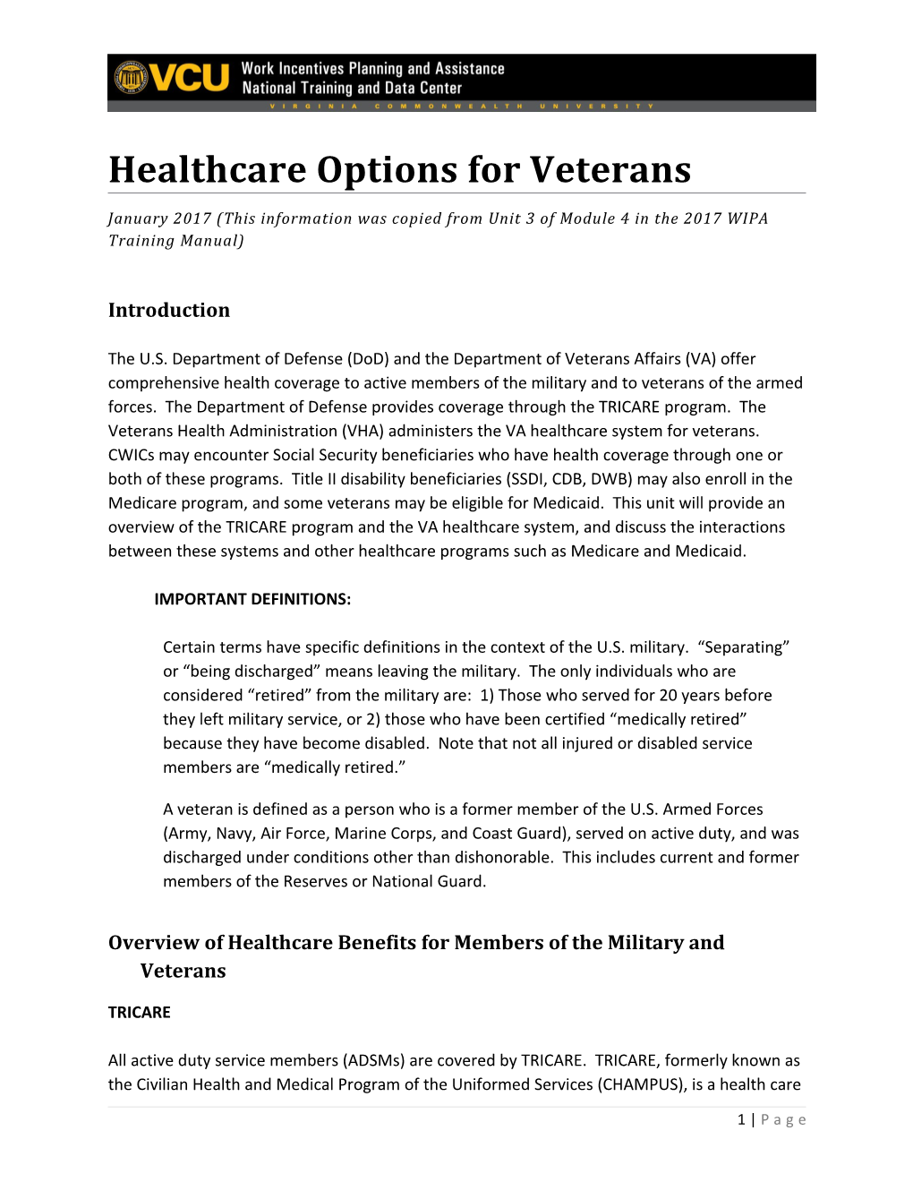 Healthcare Options for Veterans