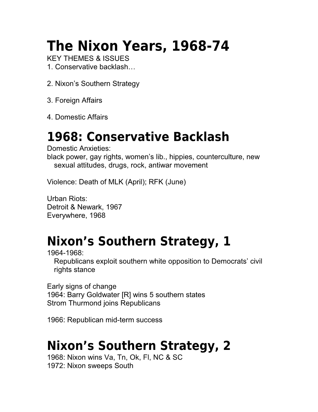 The Nixon Years, 1968-74
