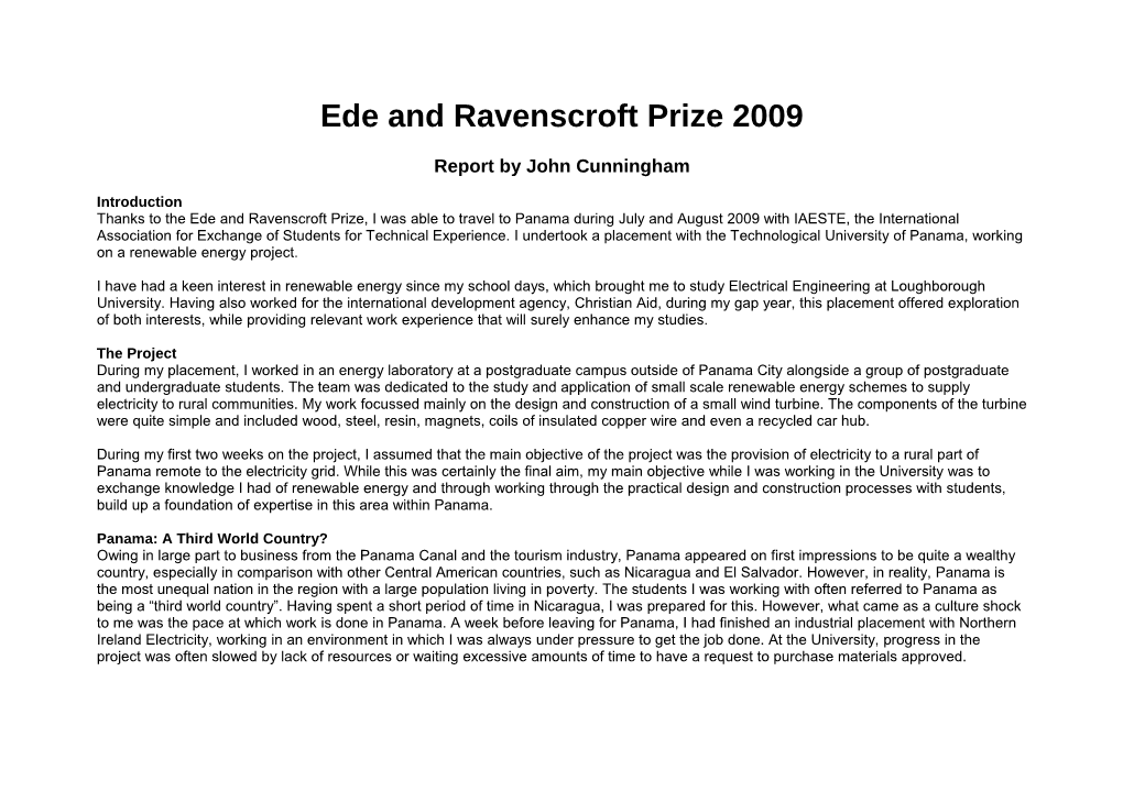 Ede and Ravenscroft Prize 2009
