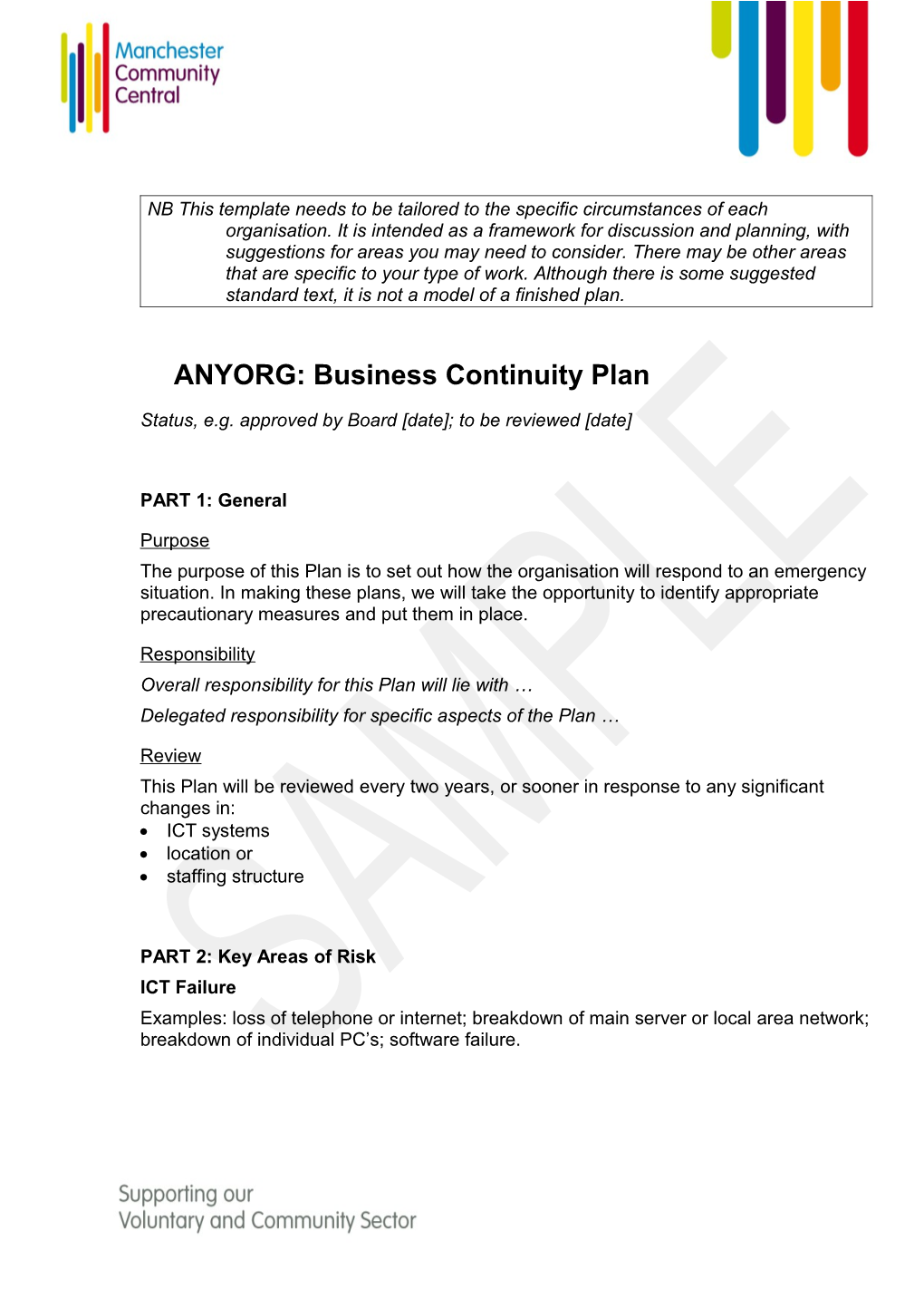 ANYORG: Business Continuity Plan