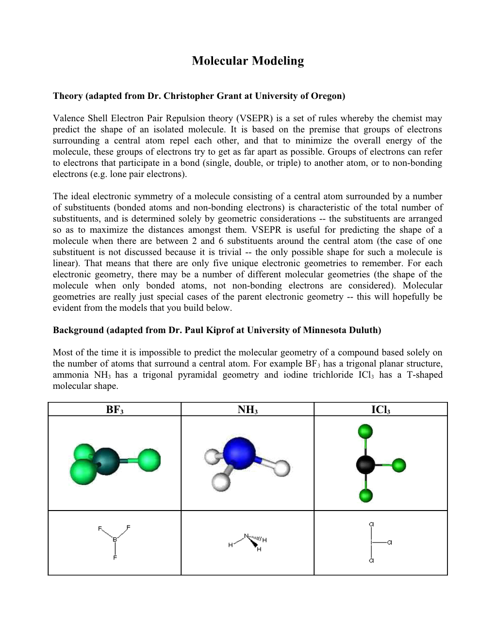 Theory (Adapted from Dr. Christopher Grant at University of Oregon)