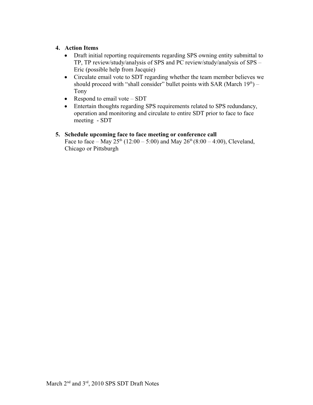 Special Protection System (SPS) SDT Cleveland Meeting Draft Notes