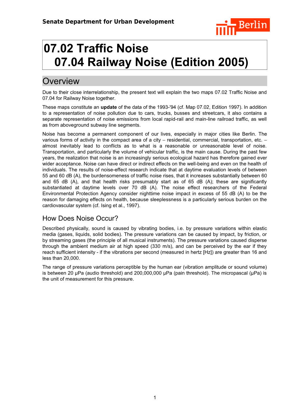 07.02 Traffic Noise / 07.04 Railway Noise (Edition 2005)