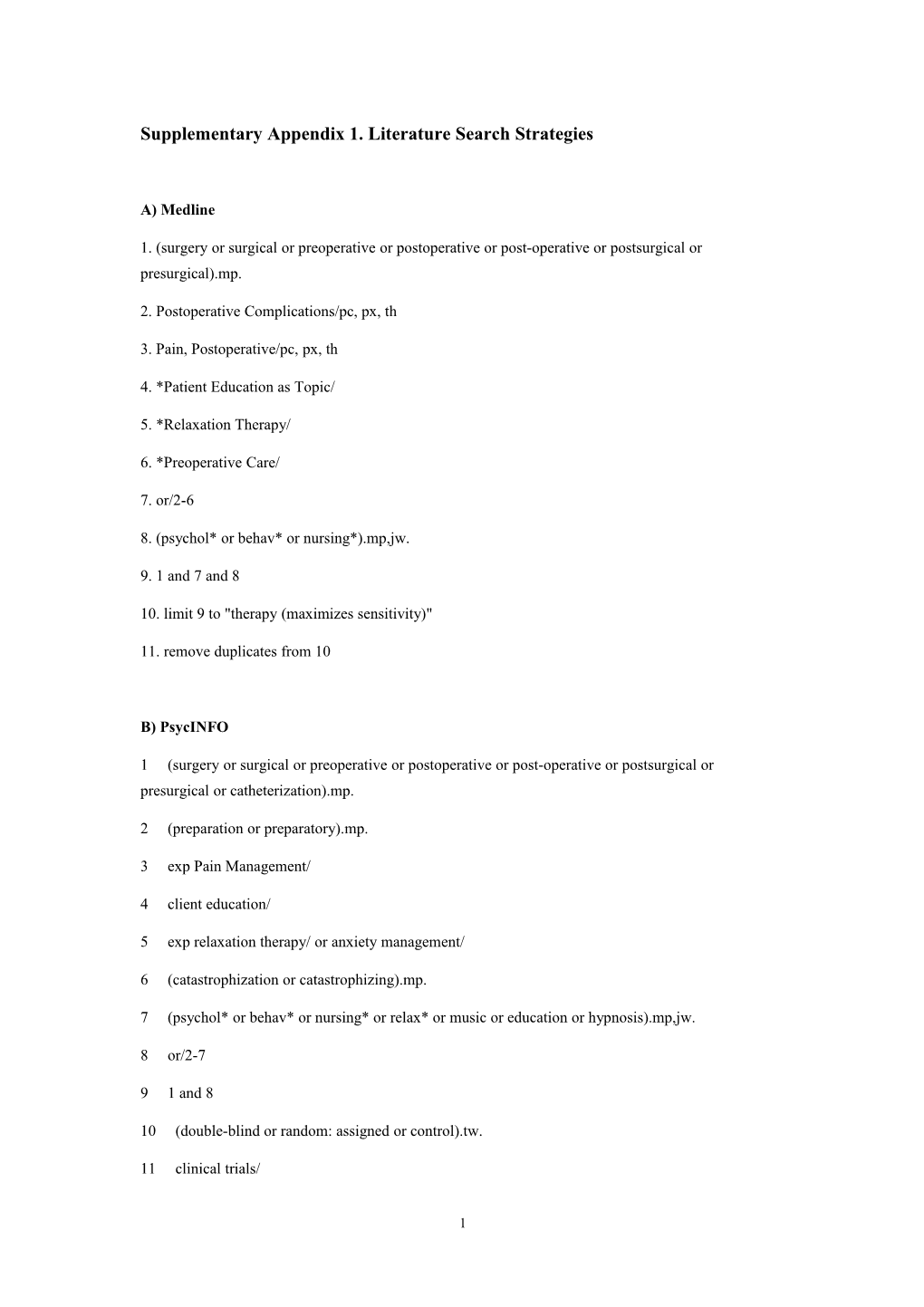 Supplementary Appendix 1. Literature Search Strategies