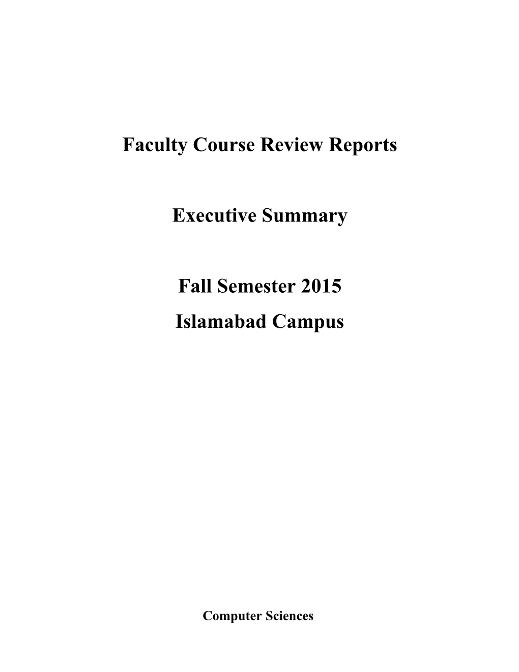 Faculty Course Review Reports