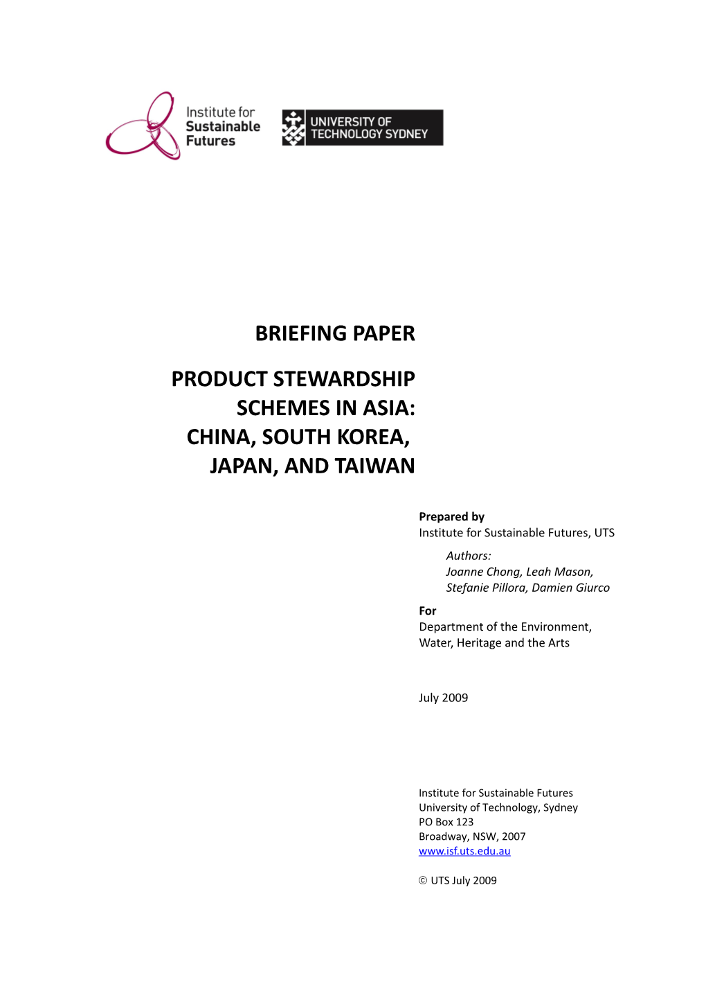 Product Stewardship Schemes in Asia: China, South Korea, Japan and Taiwan