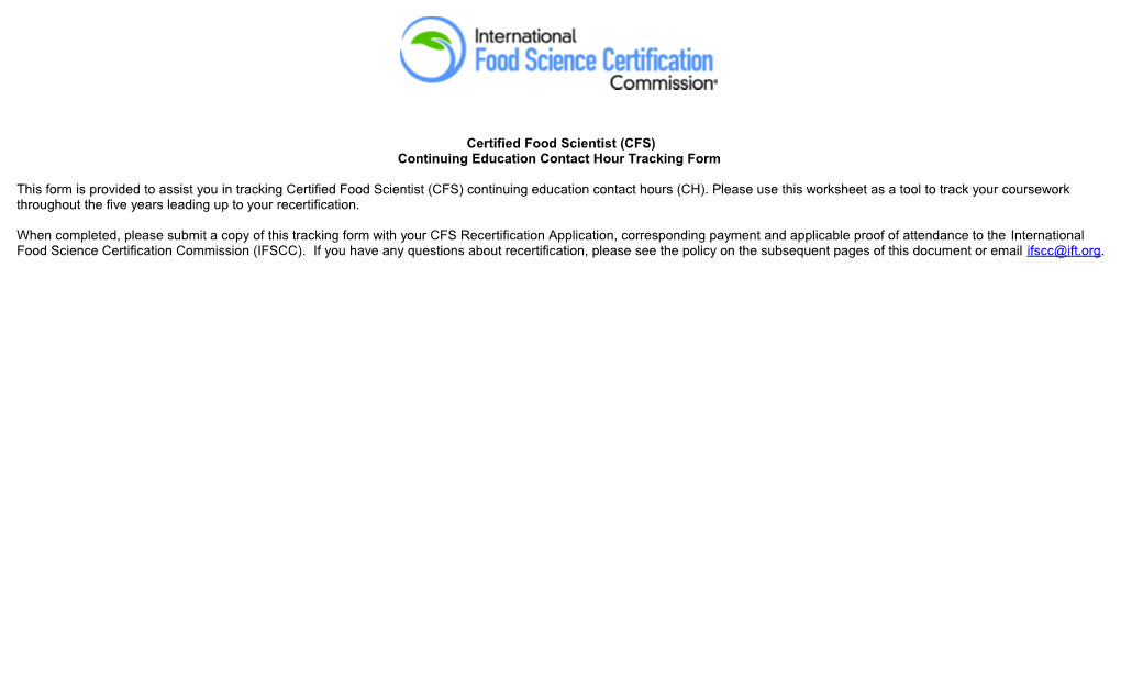 Certified Food Scientist(CFS)