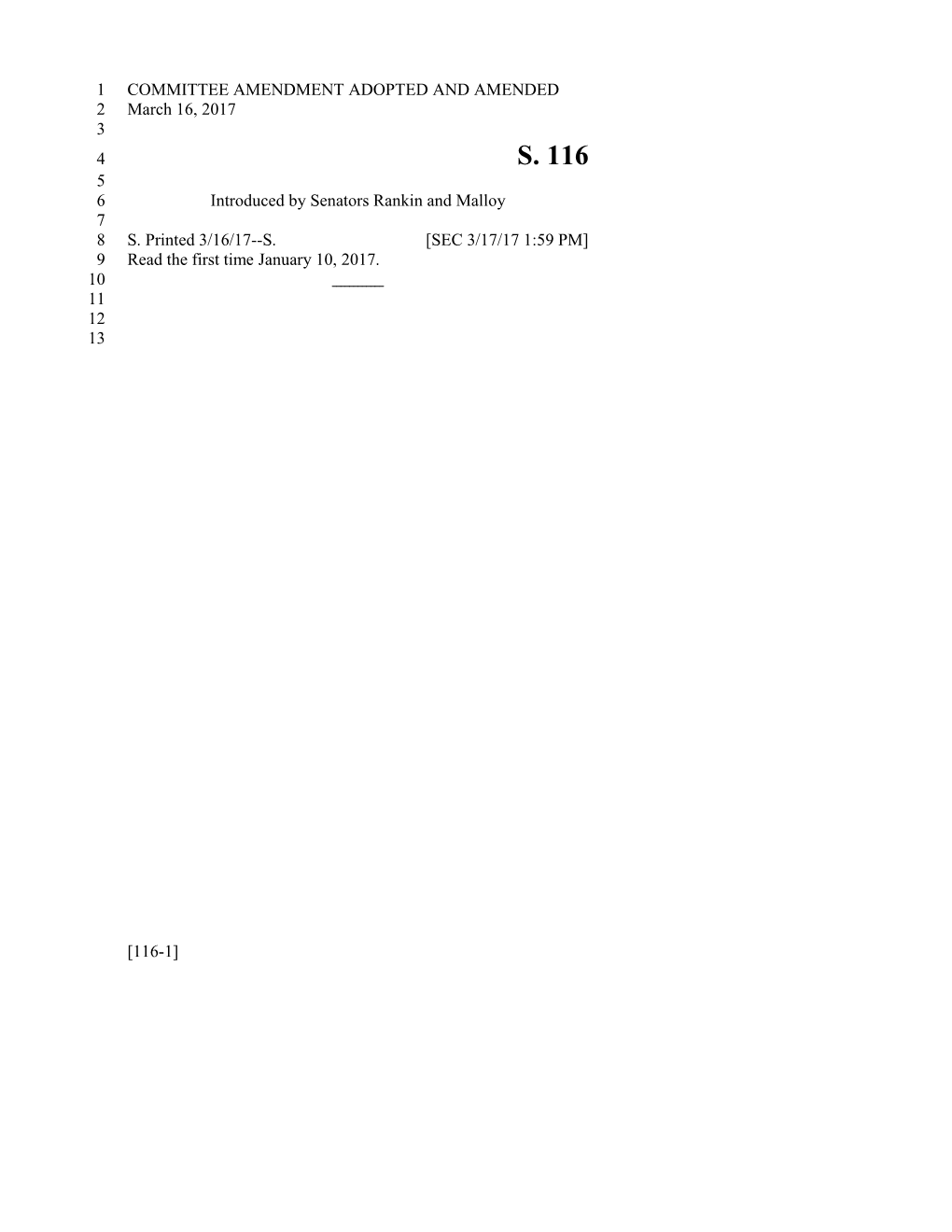2017-2018 Bill 116 Text of Previous Version (Mar. 17, 2017) - South Carolina Legislature Online