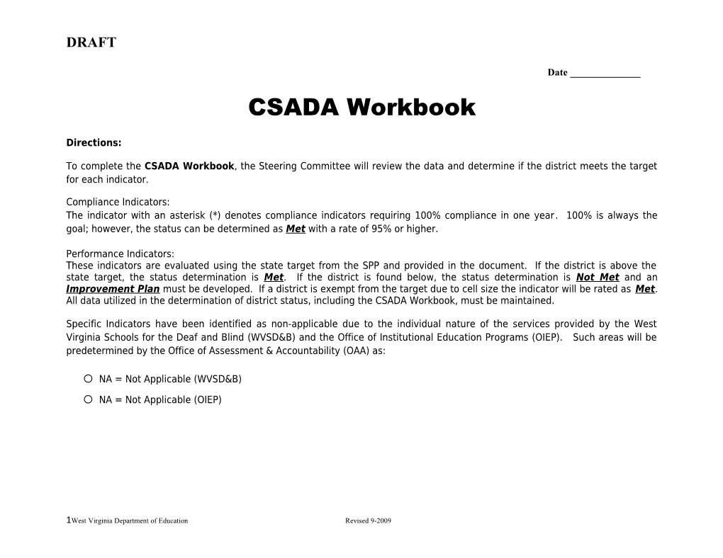 CSADA Workbook