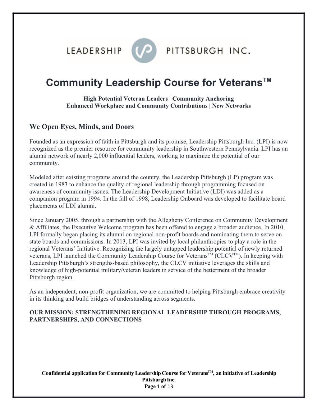 Community Leadership Course for Veteranstm