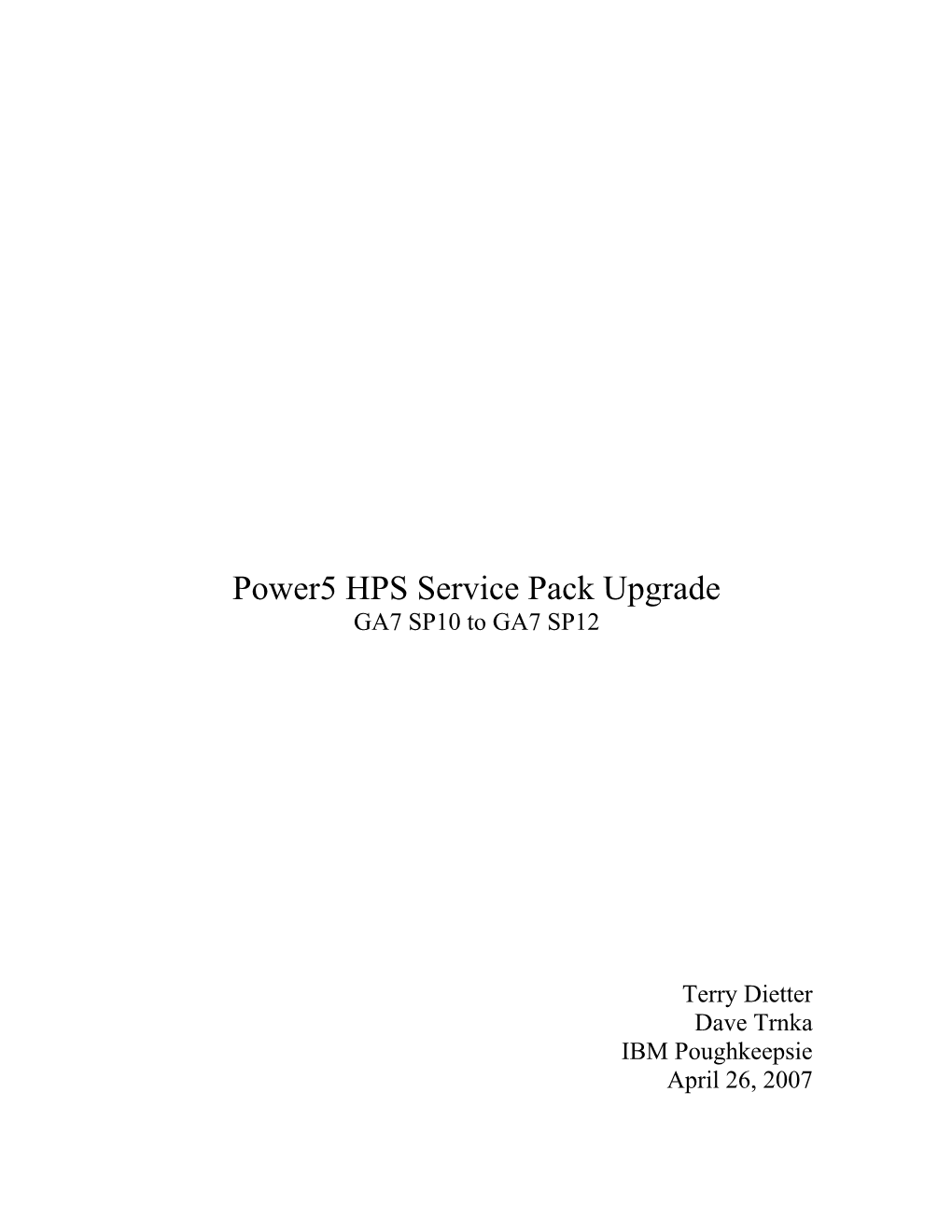 Cluster Service Pack Upgrade
