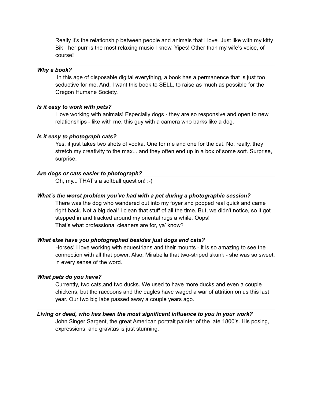 Background and Interview Questions
