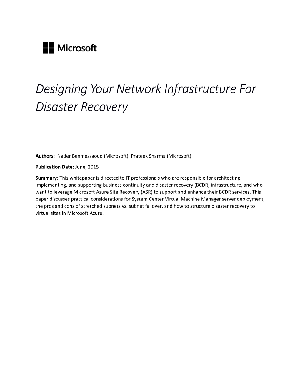 Designing Your Network Infrastructure for Disaster Recovery