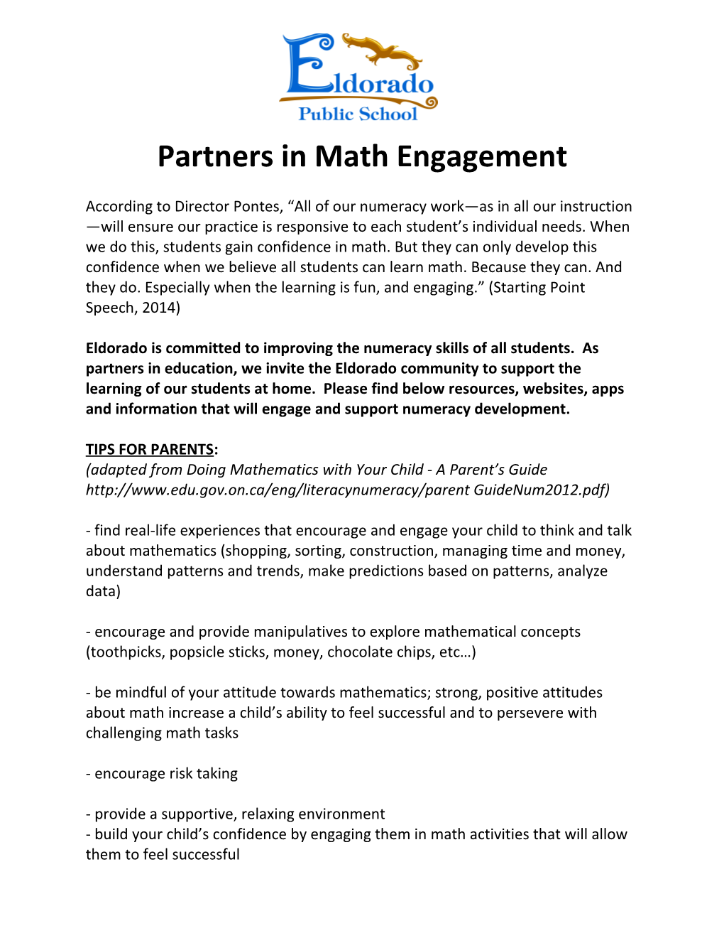 Partners in Math Engagement