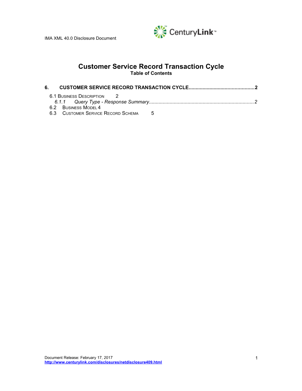 Customer Service Record Transaction Cycle