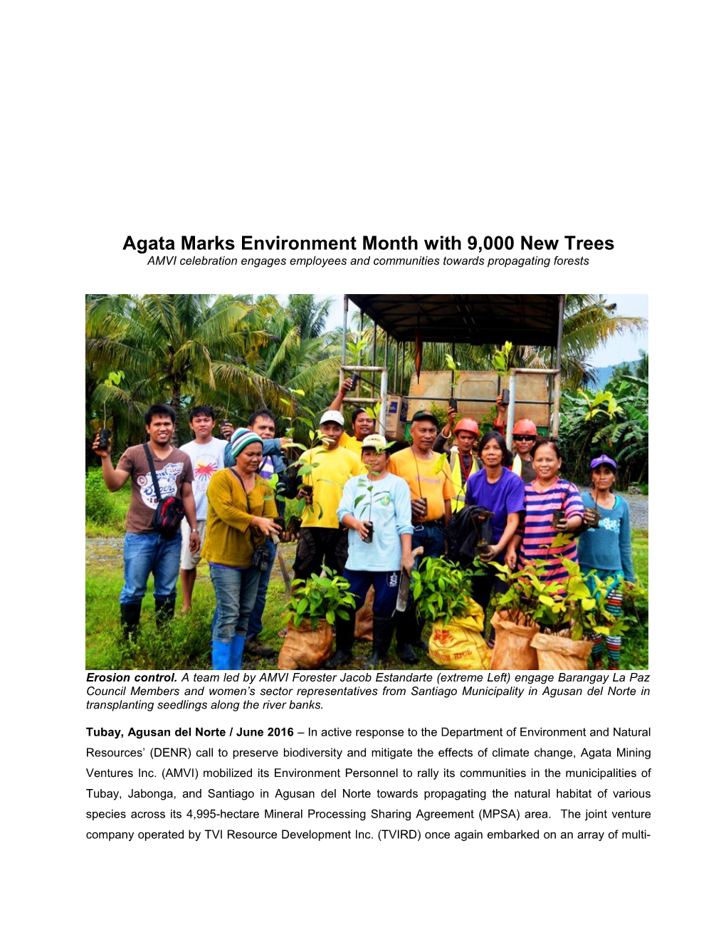 Agata Marks Environment Month with 9,000 New Trees