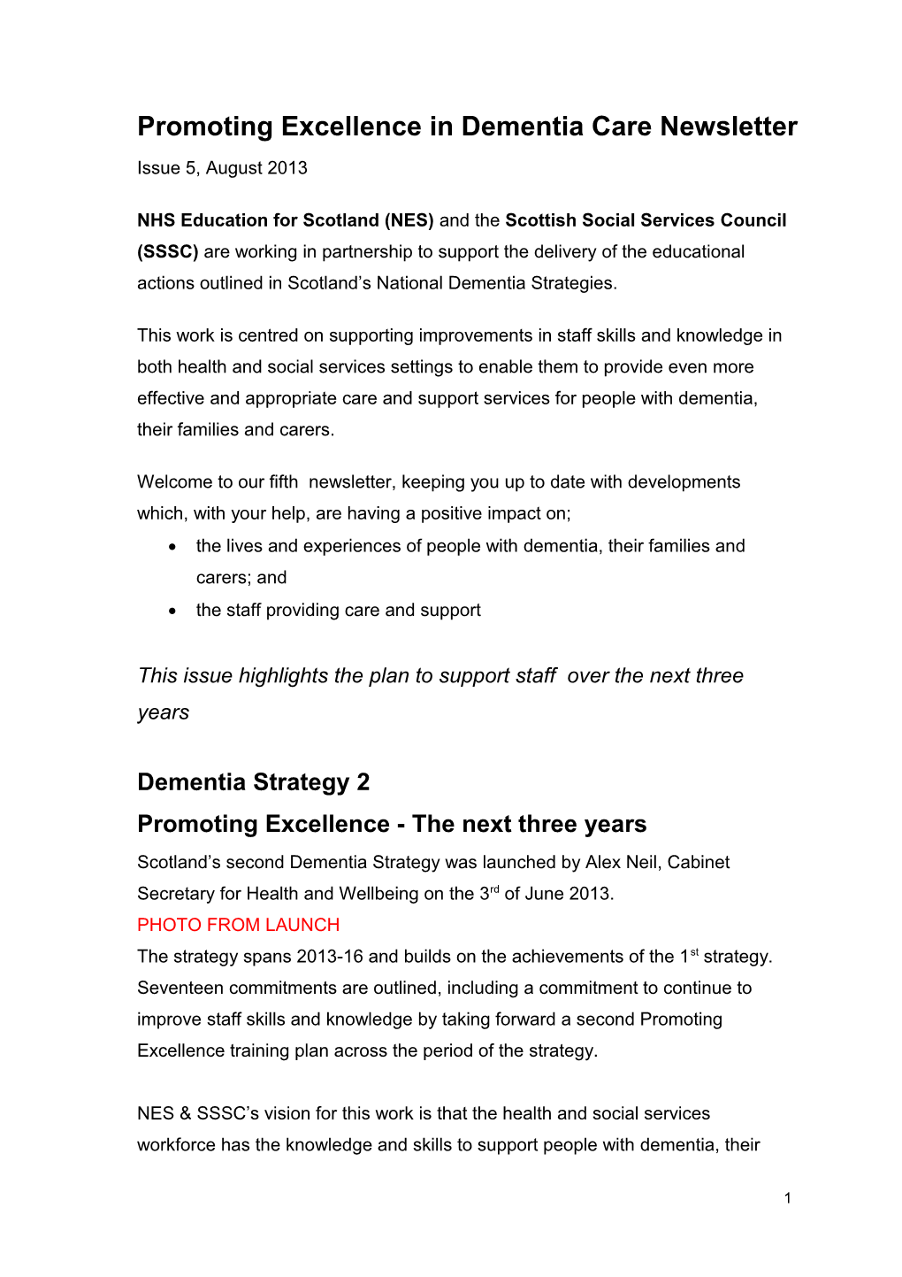 Promoting Excellence in Dementia Care Newsletter