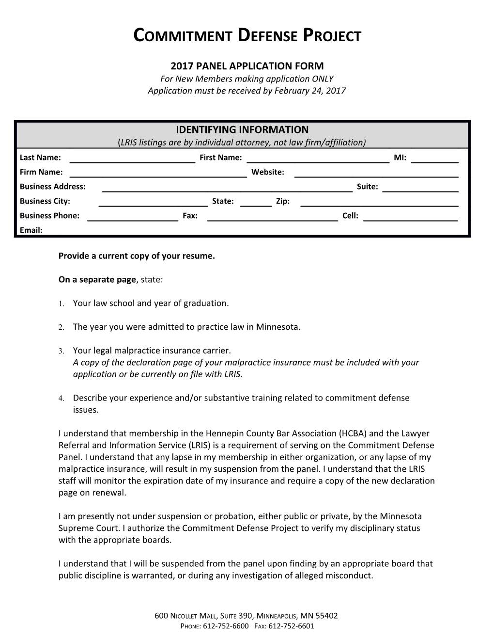 2017Panel Application Form